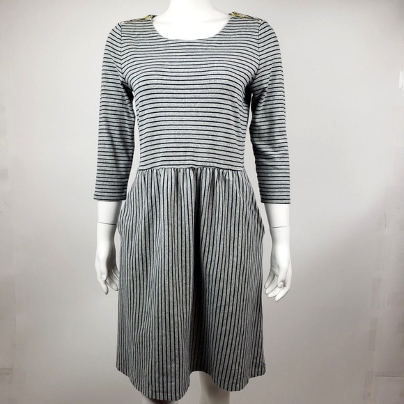 Boden Dresses & Skirts - BODEN Gray Blue Striped Dress UK 14R US 10R